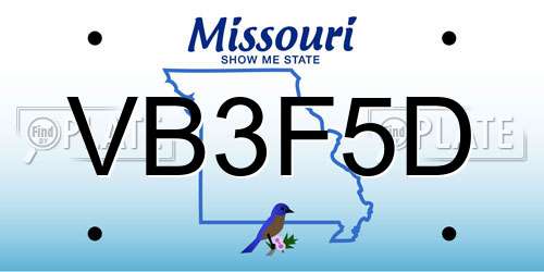 VB3F5D Missouri License Plate