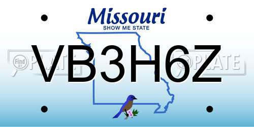 VB3H6Z Missouri License Plate