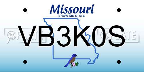 VB3K0S Missouri License Plate