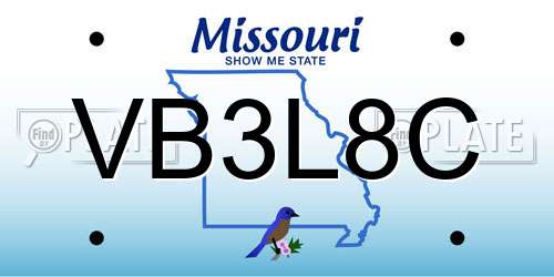 VB3L8C Missouri License Plate