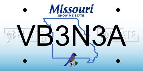 VB3N3A Missouri License Plate