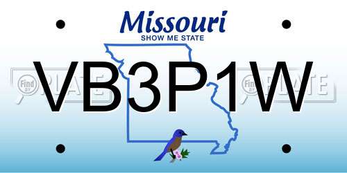 VB3P1W Missouri License Plate