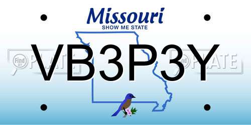 VB3P3Y Missouri License Plate