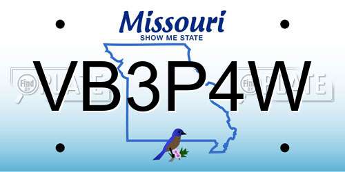 VB3P4W Missouri License Plate