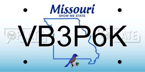VB3P6K Missouri License Plate