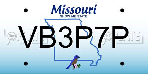 VB3P7P Missouri License Plate