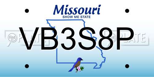 VB3S8P Missouri License Plate
