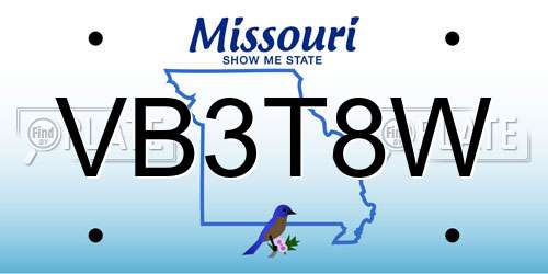VB3T8W Missouri License Plate