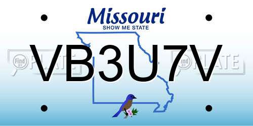 VB3U7V Missouri License Plate