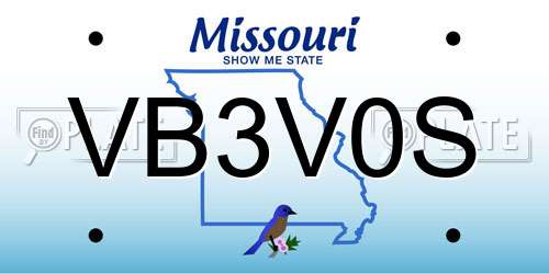 VB3V0S Missouri License Plate