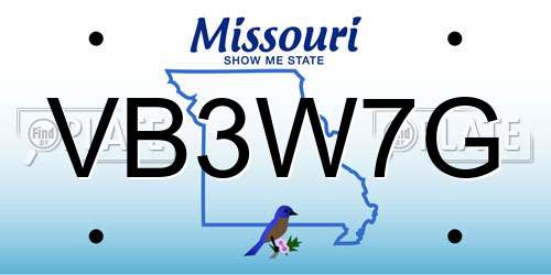 VB3W7G Missouri License Plate