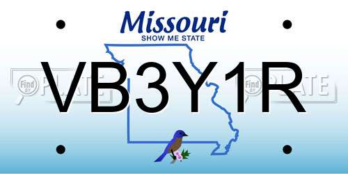 VB3Y1R Missouri License Plate