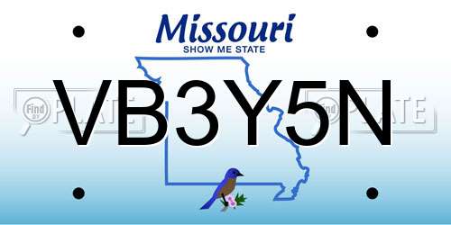 VB3Y5N Missouri License Plate