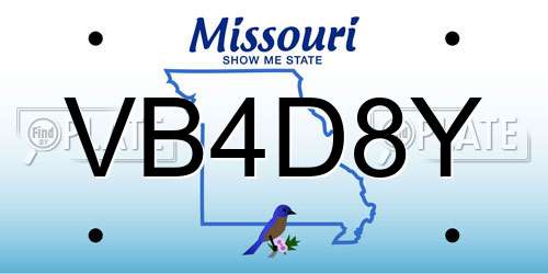 VB4D8Y Missouri License Plate