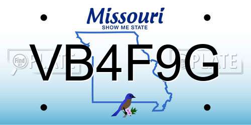 VB4F9G Missouri License Plate