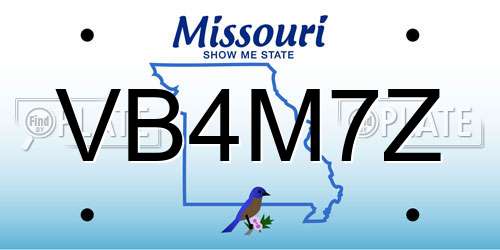 VB4M7Z Missouri License Plate