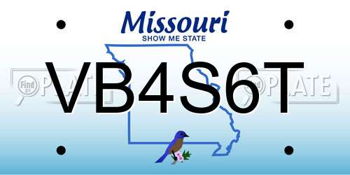 VB4S6T Missouri License Plate