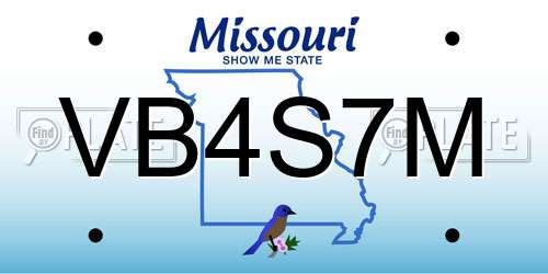 VB4S7M Missouri License Plate