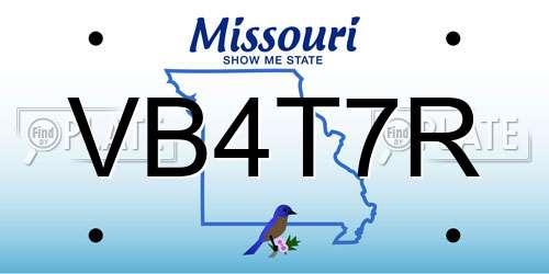 VB4T7R Missouri License Plate