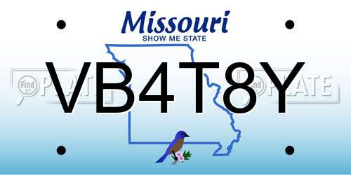 VB4T8Y Missouri License Plate