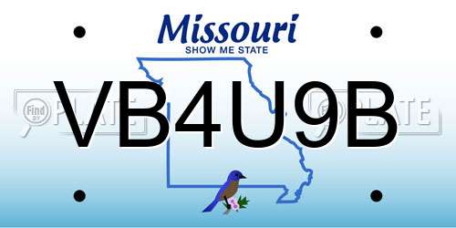 VB4U9B Missouri License Plate