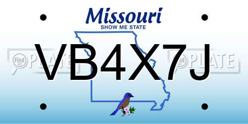 VB4X7J Missouri License Plate