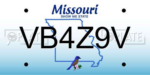 VB4Z9V Missouri License Plate