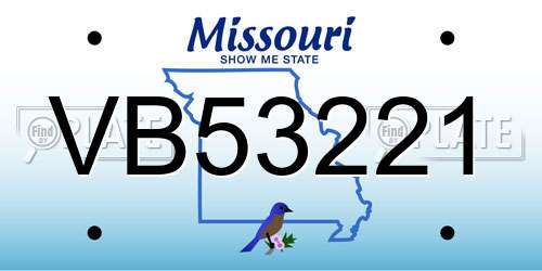 VB53221 Missouri License Plate