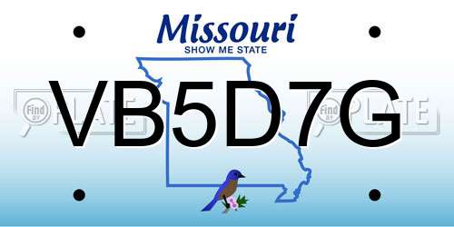 VB5D7G Missouri License Plate