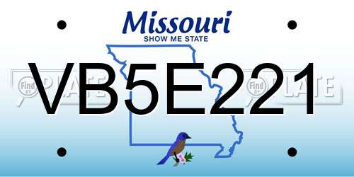 VB5E221 Missouri License Plate