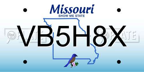 VB5H8X Missouri License Plate