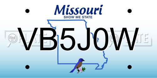 VB5J0W Missouri License Plate