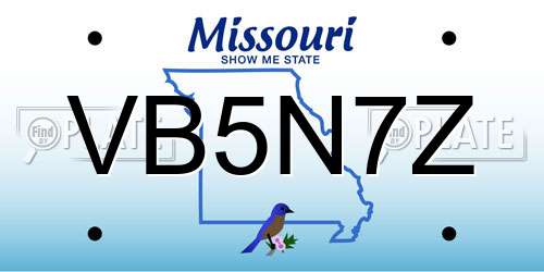 VB5N7Z Missouri License Plate