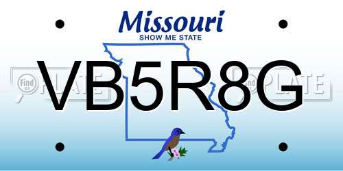 VB5R8G Missouri License Plate