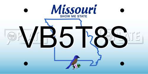 VB5T8S Missouri License Plate