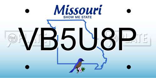 VB5U8P Missouri License Plate