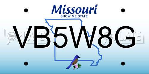 VB5W8G Missouri License Plate