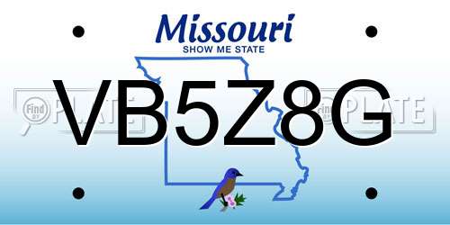 VB5Z8G Missouri License Plate