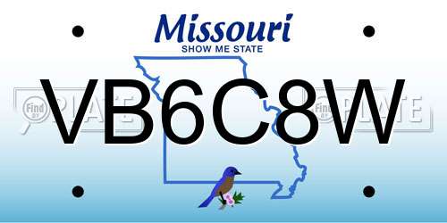 VB6C8W Missouri License Plate