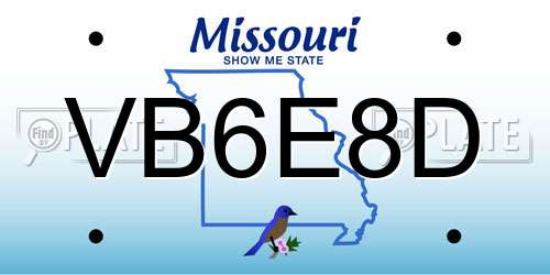 VB6E8D Missouri License Plate