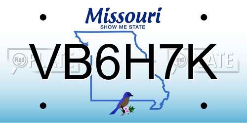 VB6H7K Missouri License Plate