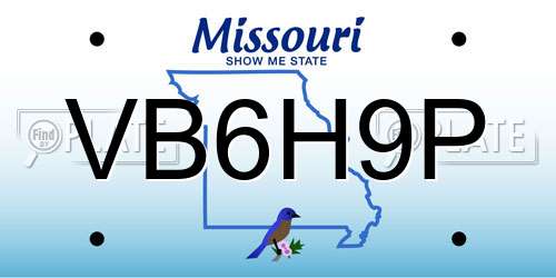 VB6H9P Missouri License Plate