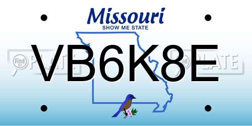 VB6K8E Missouri License Plate