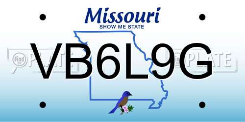 VB6L9G Missouri License Plate