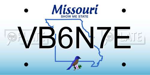 VB6N7E Missouri License Plate