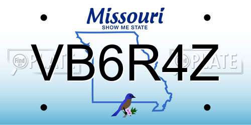 VB6R4Z Missouri License Plate