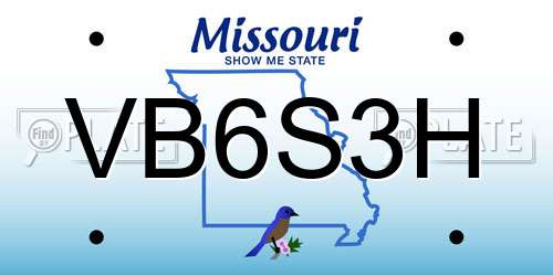 VB6S3H Missouri License Plate