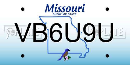 VB6U9U Missouri License Plate