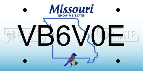 VB6V0E Missouri License Plate