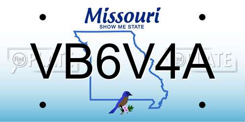 VB6V4A Missouri License Plate